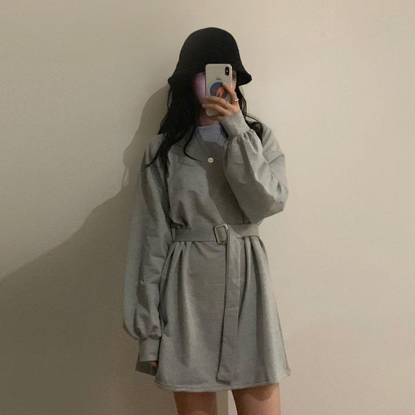 

casual dresses fashion brand style loose long sleeve autumn mini-dresses women's clothing hipster korean clothes short dress, Black;gray