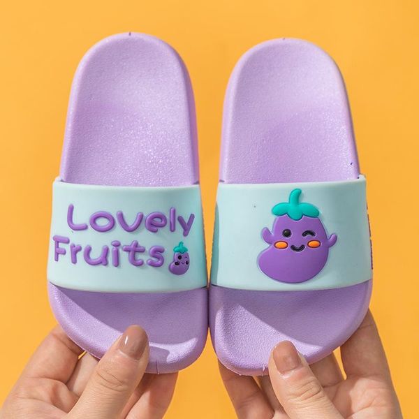 

slipper children' slippers summer cartoons fruit cute beach shoes for boys girls waterproof anti skid bathroom kids soft, Black;grey