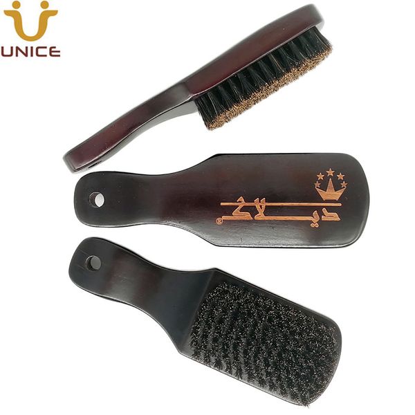 MOQ 50 шт. Бесплатный пользовательский логотип Мужчины для волос для лица борода Щетки деревянные ручка с кабаном щетиной