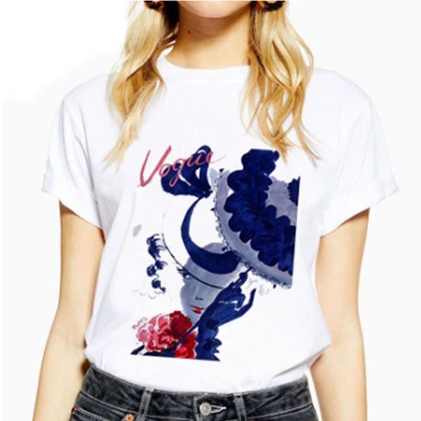 

women's t-shirt fashion loose summer s-4xl vogue girs flower graphic for women modal round neck short sleeves oversized tee shirts, White