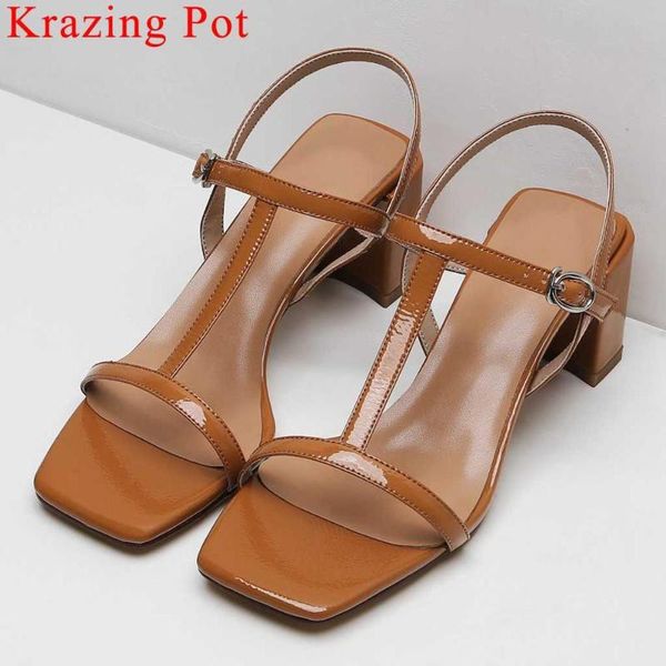 

selling genuine leather thick high heels buckle strap women sandals peep square toe preppy style summer clubwear shoes l59, Black