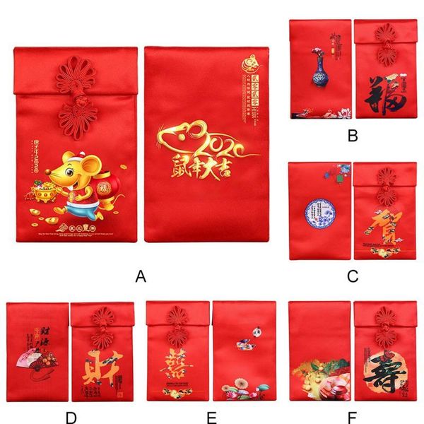 

gift wrap 1pc chinese year fabric red envelope bag button closure creative embroidery cloth festival with character
