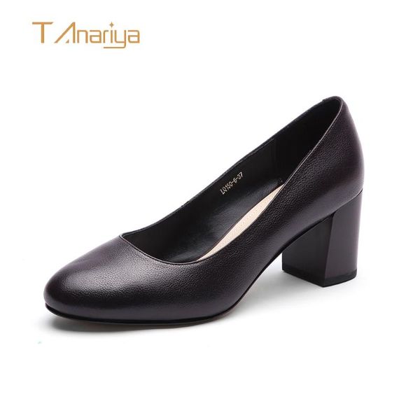 

tanariya ladies high heels women shoes woman pumps genuine leather heel wedding dress, Black