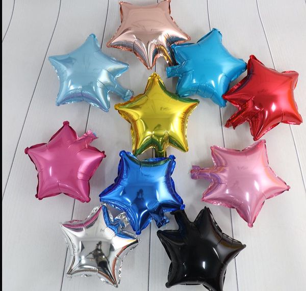 

party decoration 10pcs 10 inch five-pointed star aluminum foil balloons baby shower children's birthday wedding decor supplies air