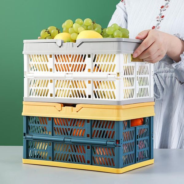 

storage baskets large plastic foldable basket kitchen fruit toy holder bathroom cosmetic container shelf organizers home car folding box