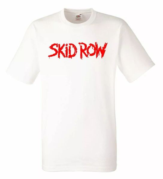 

skid row logo white mens t-shirt men rock band tee shirt, White;black