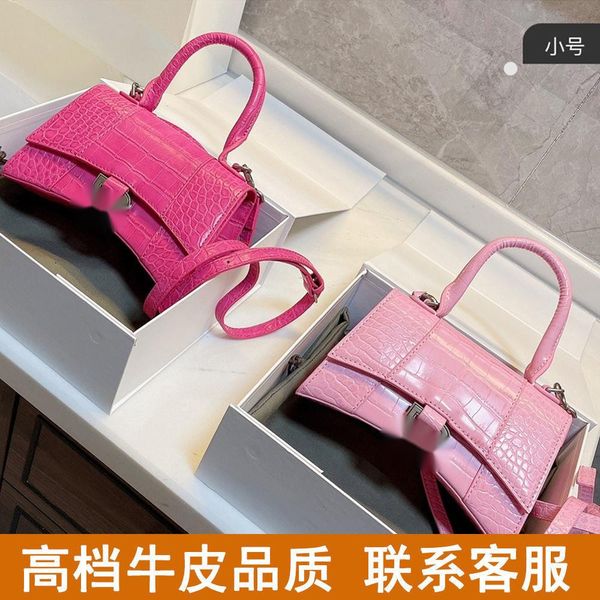 

factory outlet luxury handbags and storage bags bale grade 2021 latest hourglass bag women's advanced feeling pink crocodile patter