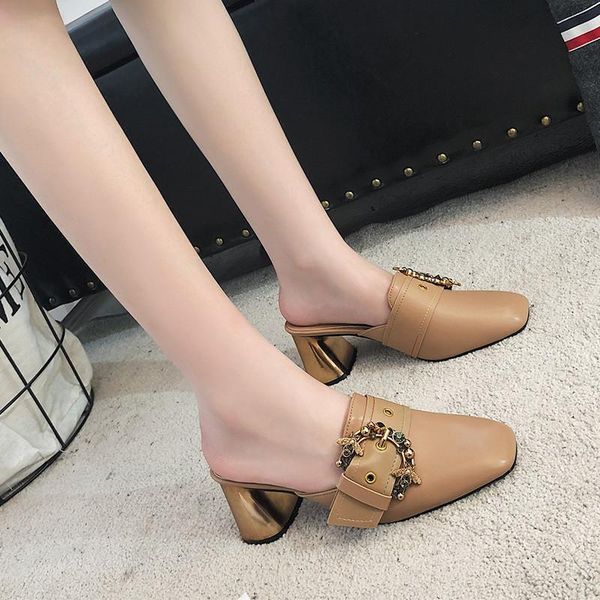 

slippers luxury mules high heels shoes women ladies pumps heel summer vintage, Black