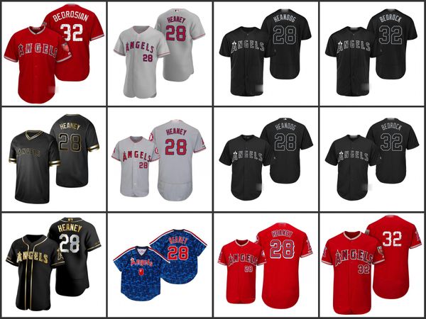 

los angeles angels men 32 cam bedrosian bedrock 28 andrew heaney women youthjersey, Black;red