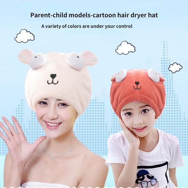 

shower caps cute cartoon parent-child bath towel superfine fiber super absorbent dry hair children coral fleece soft cap