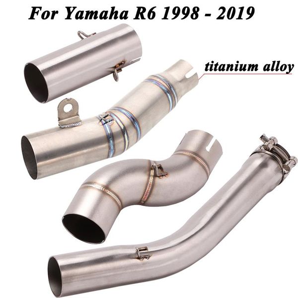 

motorcycle exhaust system stainless steel escape moto pipe central connector for r6 1998-2021 middle link 51mm 60mm