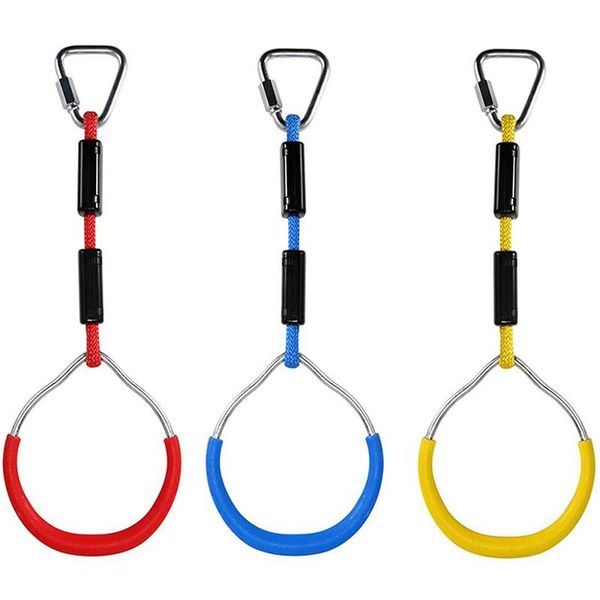 

cords, slings and webbing swing bar rings 3pcs adjustable colorful gymnastic for kids boys girls weatherproof outdoor ring ninja obs