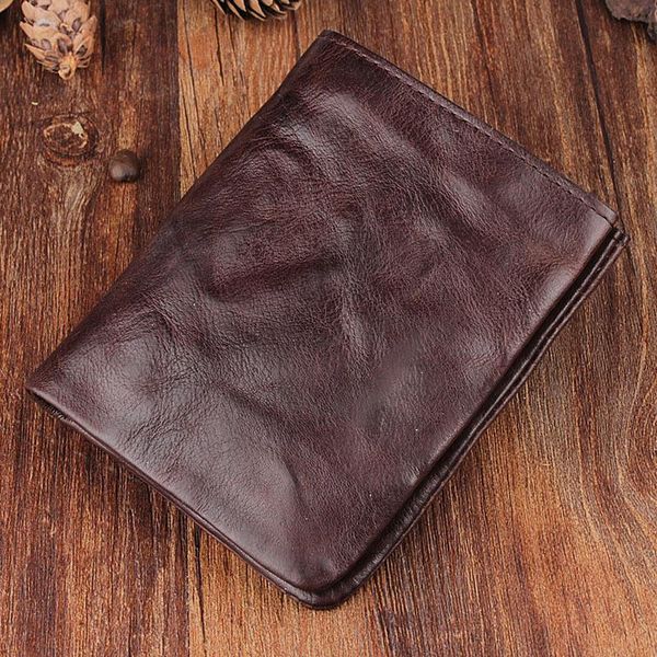

wallets vintage fold leather wallet, first layer cowhide simple youth trend light wallet, Red;black