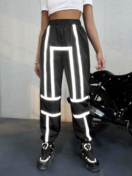 

reflective tape pants h1bo#, Black;white