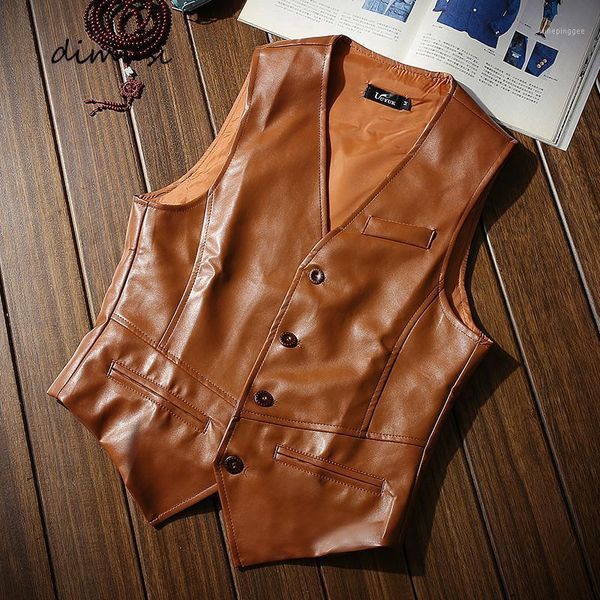 

dimusi autumn men's vests coats fashion pu sleeveless jackets casual outwear biker leather waistcoats mens clothing1 6ahc, Black;white
