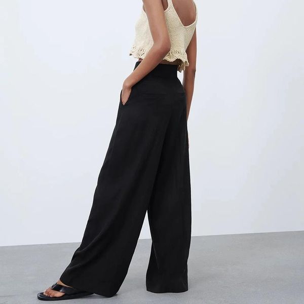 

women's pants & capris 2021 ins simple wind loose fat high waist wide leg trousers spring summer straight elastic casual, Black;white