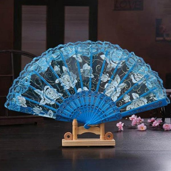 

other home decor luxury fashion folding fan flower lace silk wedding dance party stage performance decoration hand held