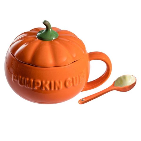 

mugs 1set ceramic coffee mug lovely pumpkin shape cup storage for home (orange)