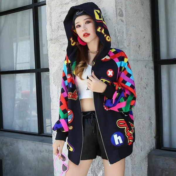 

women's jackets coat women spring autumn loose retro baseball hooded black short female bf student jacket, Black;brown