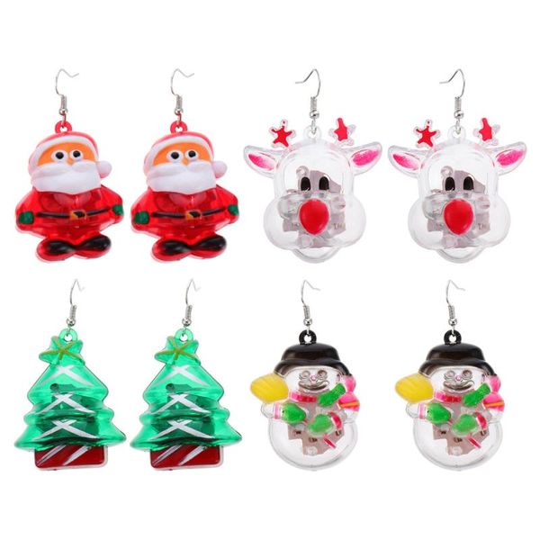 

party decoration 4 pairs of christmas earrings led light up lady night