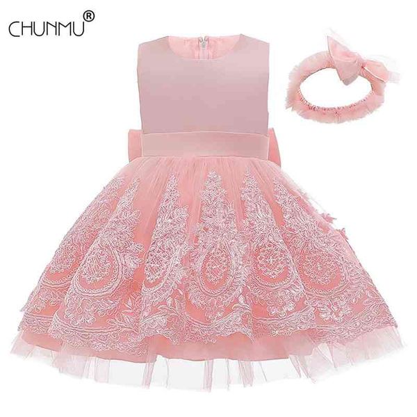 

toddler baby girl infant princess dress lace embroidey wedding party kids for first year birthday 210508, Red;yellow