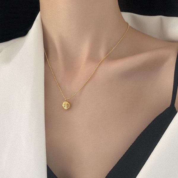 

creative chinese character round pendant necklace luxury bridal wedding gold sweater chain fashion ladies party jewelry gift necklaces, Silver