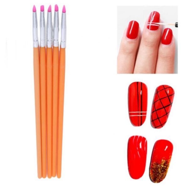 

nail brushes brush line painting pen acrylic drawing for nails handle manicure art tool 5pcs/set, Yellow
