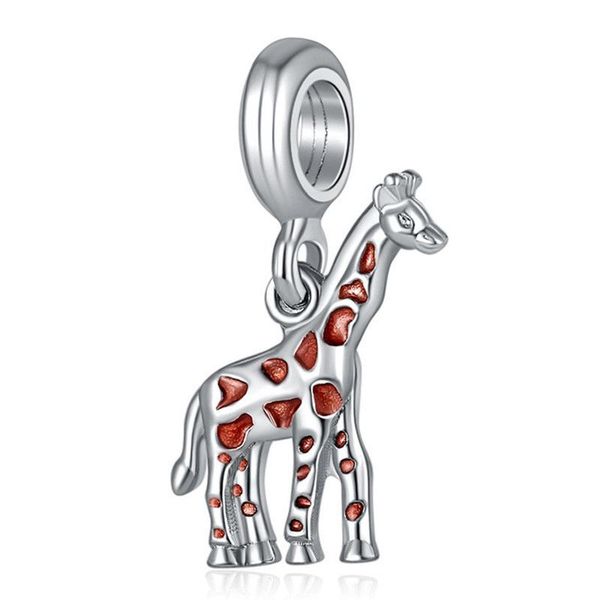 

1pcs cute giraffe pendant diy beads adapting to original pandora charm bracelet ladies jewelry making gifts, Silver