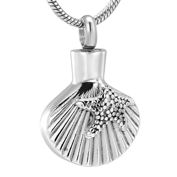 

pendant necklaces lkj8591 starfish shell pet cremation for animal ashes keepsake stainless steel memorial jewelry men women, Silver