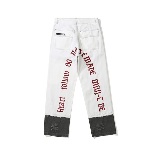 

men's pants style painted-on-the-edge letter pad painted man's jeans w081, Black