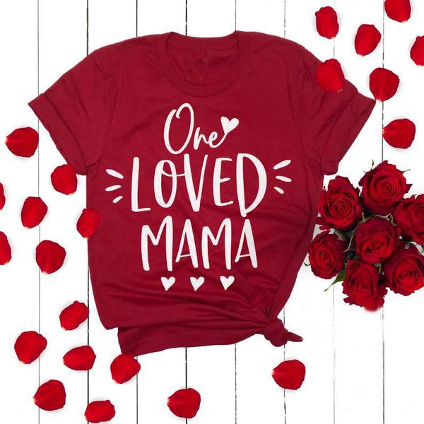 

women's t-shirt one loved mama mom clothing fashion letter graphic short sleeve tee harajuku cotton women tshirts o neck streetwear shi, White
