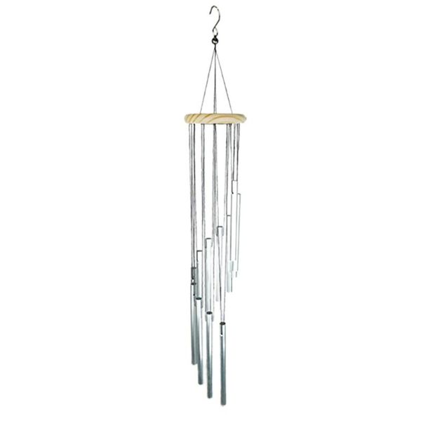 

decorative objects & figurines solid wood rotating metal wind chime with arc hanger hook and smooth incision round thick aluminum tube