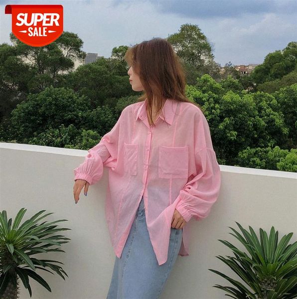 

[ou fan] 7359 shirt thin sunscreen clothing year loose long-sleeved cardigan #gh9b, Black;gray