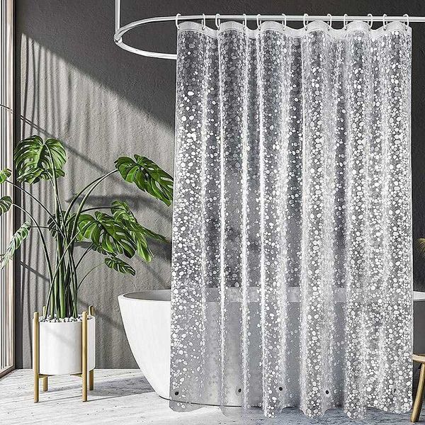 

shower curtains curtain waterproof tempt translucent bath eva cobblestone stainless steel buttonhole small fresh and simple style