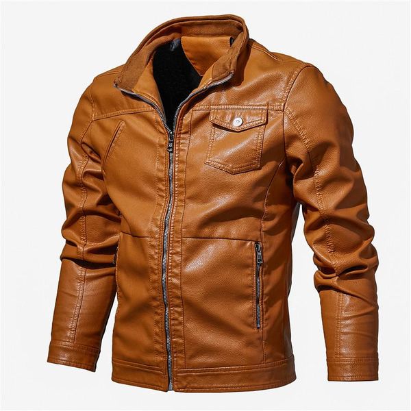 

men's fur & faux 2021 leather jacket casual motorcycle pu slim coat m-6xl, Black
