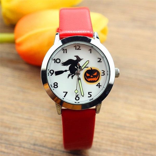 

wristwatches halloween glow-in-the-dark pointer witch jack-o '-lantern children's gift watch quartz, Slivery;brown
