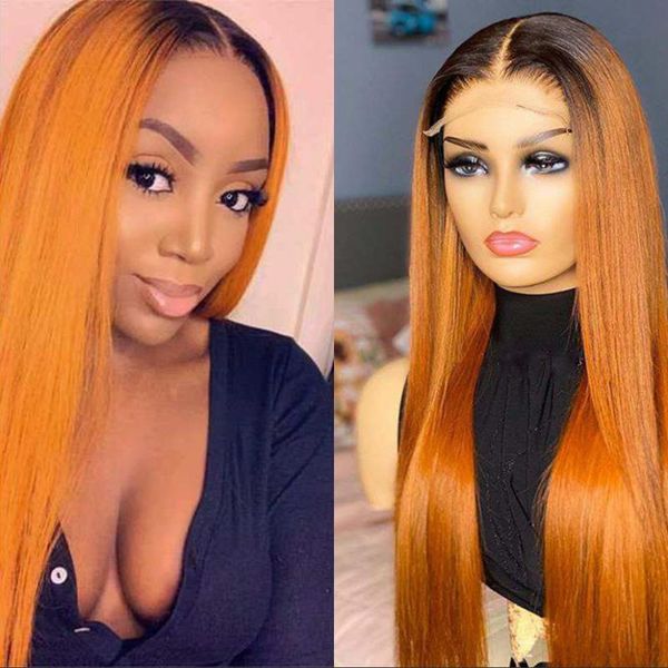 

eversilky 13x6 deep part ombre summer color straight human hair lace front wigs with baby peruvian remy 150 density, Black;brown