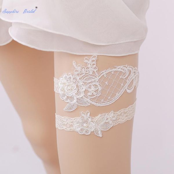 

bridal gloves sapphire white lace pearls wedding garter 2 pieces/set stretchy for women/bride/female princess party