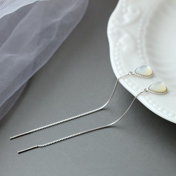 

dangle & chandelier classic 925 sterling silver stylish little water drop earrings inlay with natural white pearl shell eardrop