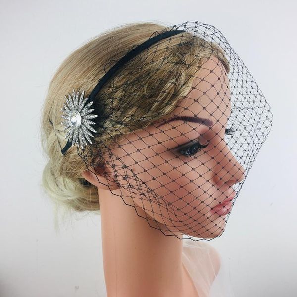 

bridal veils bling side crystal headband veil for black birdcage face net hair jewelry accessories charming wedding fascinators