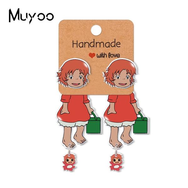 

stud 2021 ponyo on the cliff anime baby epoxys acrylic earrings handcraft, Golden;silver