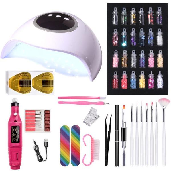 

nail set uv led potherap lamp dryer gel polish kit soak off manicure tools electric nails drill tslm1 art kits