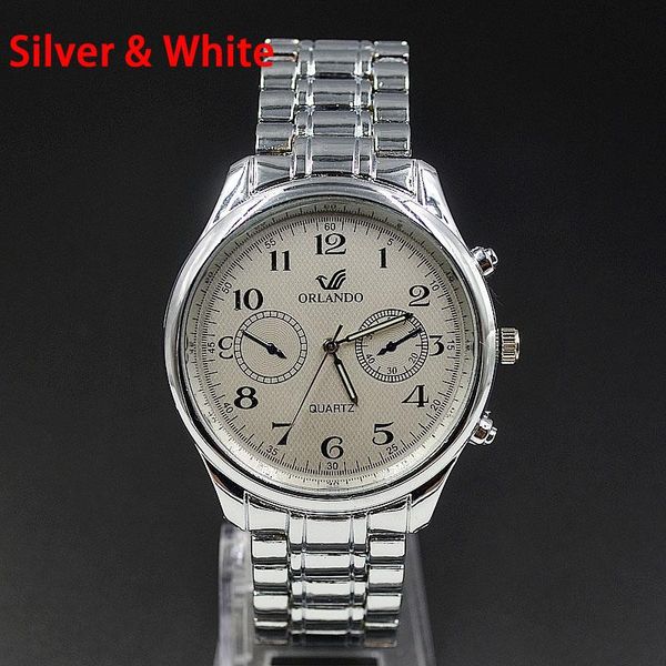 

wristwatches fashion wrist watch men's 2 dials style round metal alloy band quartz watches 6919, Slivery;brown