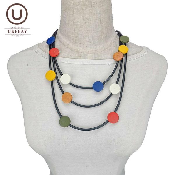 

chokers ukebay multicolor wood necklaces women choker necklace rubber rope gothic jewelry boho clothes accessories sweater chains, Golden;silver