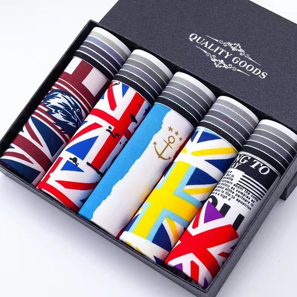 

5pcs/lot men underwear boxers cartoon mans polyester sports boxers cartoon kniers soft underwear kniers u-convex widen, Black;white