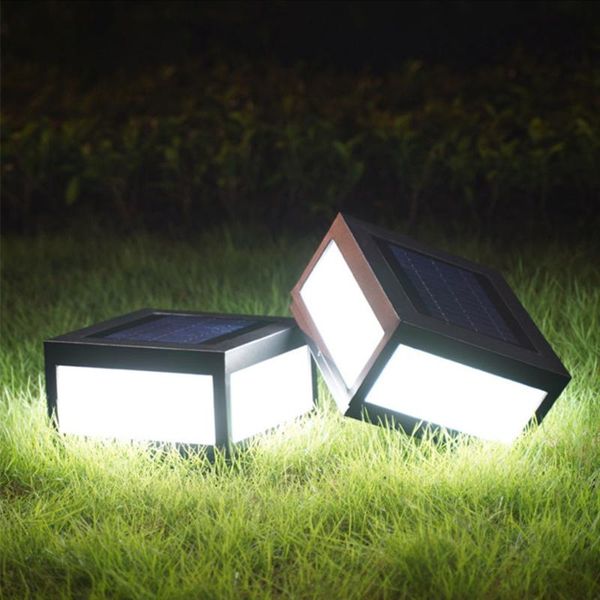 

square solar pillar light outdoor waterproof stigma garden villa patio pathway lawn lamp yard fence post lamps