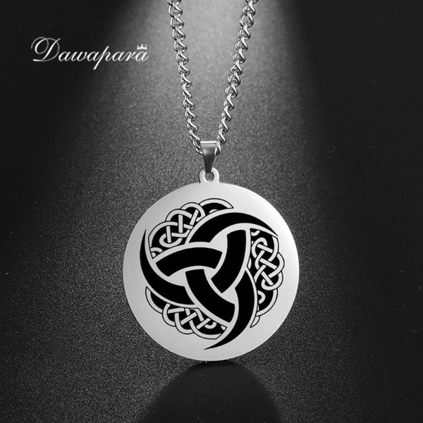 

pendant necklaces dawapara vintage irish celtics knot pendants necklace laser stainless steel viking jewelry men talisman, Silver