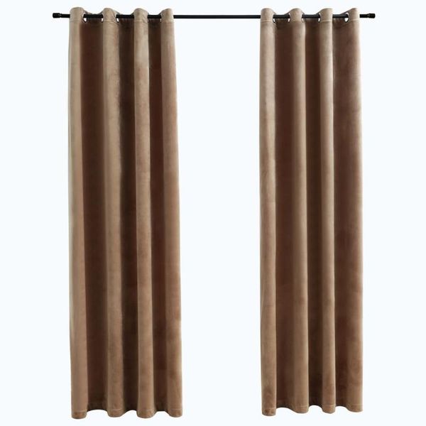 

curtain & drapes blackout curtains with rings 2 pcs velvet beige 140x175 cm
