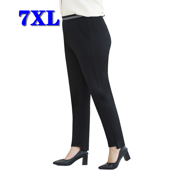 

plus size pants bottoms women clothing autumn oversized trousers high waist office lady pantalones black 5xl 7xl