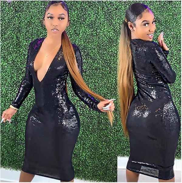 

women bodycon skinny dresses pu leather autumn winter high waist long sleeve dress with deep-v clothing casual, Black;gray